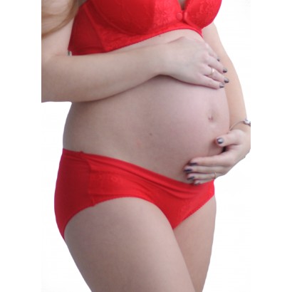 Трусы под живот с кружевом для беременных Красные 0055